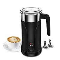 Milk Frother, 4-in-1 Milk Frother and Steamer, 10.1oz/300ml Automatic Warm and Cold Foam Maker, Electric Milk Frother for Coffee, Latte, Cappuccino, Macchiato, Hot Chocolate(Black)