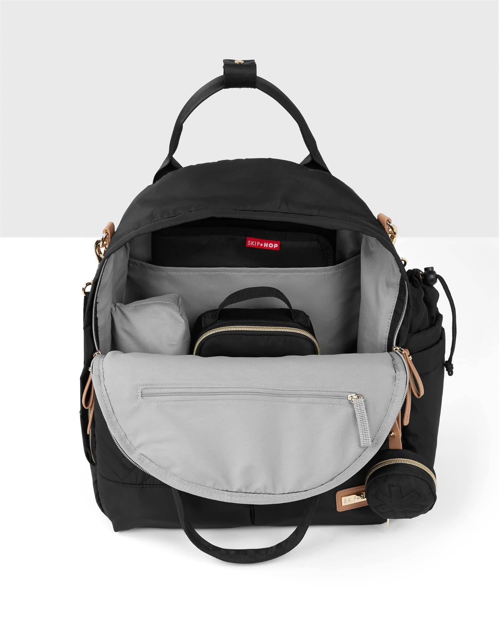 Skip Hop Diaper Bag Backpack: Suite 6-in-1 Diaper Backpack Set, Multi-Function Baby Travel Bag with Changing Pad, Stroller Straps, Bottle Bag and Pacifier Pocket, Black