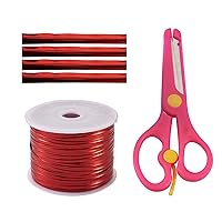 100 Yards Red Bread Candy Bag Ties Plastic Wire Twist Ties with ABS Plastic Scissors for Dessert & Candy Decorating & Pastry Bags Gift Wrapping Supplies (Red, 100yards)