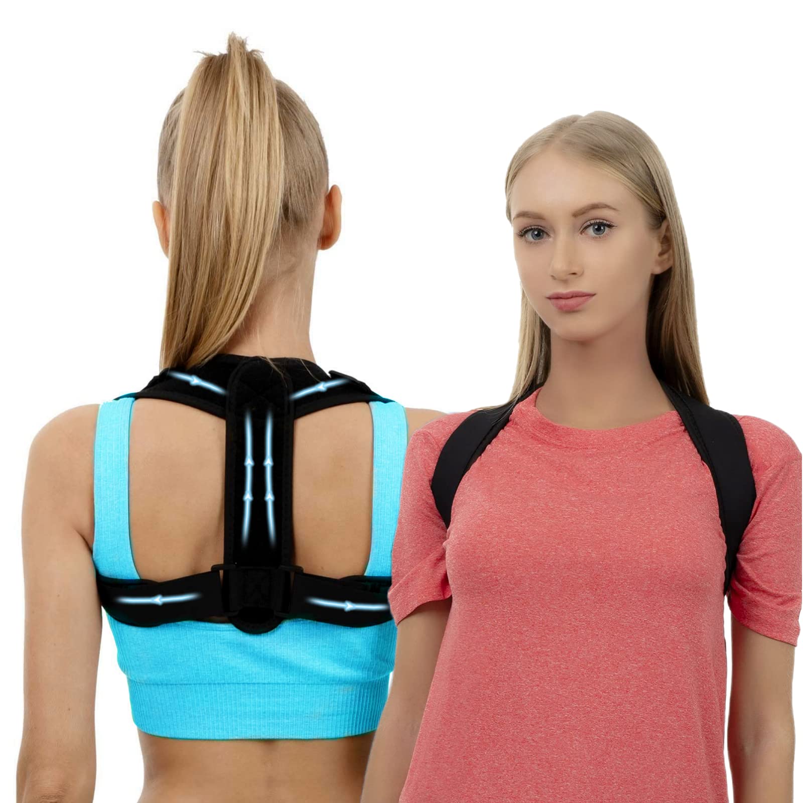 WTEN Posture Corrector for Women and Men, Huninpr Adjustable Upper Back Brace, Breathable Back Support straightener, Providing Pain Relief from Lumbar, Neck, Shoulder, and Clavicle, Back.