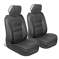 Classic Edition Seat Covers, Premium Faux Leather Seat Covers for Cars Trucks Vans SUV, Semi Custom Fit Car Seat Covers Front Seats Only, Automotive Interior Cover - Black