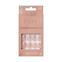 Bare But Better, Press-On Nails, Nail glue included, Slay', Light Nude skin, Short Size, Almond Shape, Includes 30 Nails, 2G Glue, 1 Manicure Stick, 1 Mini File