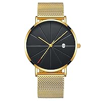 Wrist Watch for Men, Minimalism Analog Quartz Men's Watch with Calenda, Gent's Watch with Alloy Steel Strap