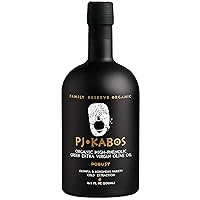 P.J. KABOS 2023/24 Fresh Harvest, Very High Phenolic (600+ mg/kg Total & Hydroxytyrosol 9.0mg/20g), USDA Organic Greek Extra Virgin Olive Oil, Kosher, Greece, Cold Extracted, 16.9oz Bottle