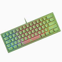 ZIYOU LANG K61 60% Percent Gaming Keyboard, Compact RGB Chroma Backlit STK61-Wired Mechanical Feel Membrane Keyboard, UK Layout Pro Mini 62 Keys, Waterproof, for PS4 XBOX PC Laptop Mac/Green
