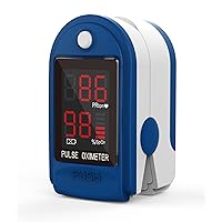 CMS-50DL SpO2 Pulse Oximeter Fingertip, Blood Oxygen Saturation Monitor with Heart Rate Tracker, Fingertip Pulse Oximeter with Batteries, Silicon Cover & Case, Lanyard, Blue