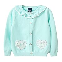 Baby Toddler Girls Cardigan Sweater Knit Ruffles Button-Closure Crew Neck Jacket Outwear Winter Coat Cover Up Tops Clothes