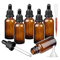 Amber Glass Dropper Bottle with Glass Pipette, 6 X 10ml Glass Eye Dropper Bottles Refillable for Essential Oil Aromatherapy Blends