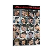 GEBSKI Modern Barber Shop Salon Hair Cut for Men Chart Poster (7) Canvas Painting Wall Art Poster for Bedroom Living Room Decor 16x24inch(40x60cm) Frame-style