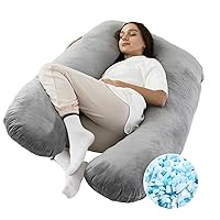 WhatsBedding Pregnancy Pillows,U-Shaped Pregnancy Pillows with Removable Cover for Sleeping,Memory Foam Filling Full Body Pillow for Adults,Maternity Pillow with Velvet Cover (Dark Gray)