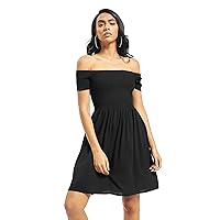 Urban Classics Ladies - Smoked Off Shoulder Dress Black - 5XL