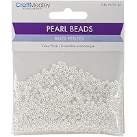 Craft Medley 850 Piece Acrylic Pearl Beads, 3mm, Sleek White