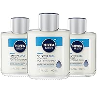 Nivea Men Sensitive Cooling Post Shave Balm with Vitamin E, Chamomile and Seaweed Extracts, 3 Pack of 3.3 Fl Oz Bottles