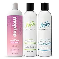 MopTop Gentle Shampoo + Light Conditioner + Curl Enhancer Gel for Wavy, Curly, and Thin Hair, Color Safe, Moisturizing Hair Care Set