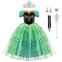 Anna Princess Dress for Girls Anna Costume Christmas Birthday Party Princess Dress up Elsa Costume with Accessories