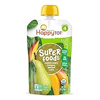 Happy Tot Organics Stage 4 Baby Food Pouches, Gluten Free, Vegan Snack, SuperFoods Fruit & Veggie Puree, Pears, Mango, Spinach & Chia, 4.22 Ounce (Pack of 1)