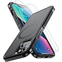SPIDERCASE Designed for iPhone 13 Case, with [2 Pcs Tempered Glass Screen Protector] Compatible with Magsafe Shockproof Anti-Drop Military Protective Cover for iPhone 13 6.1 inch (Black)