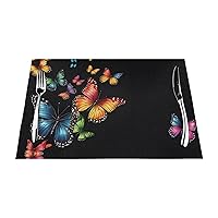 Placemats Set of 6 Non-Slip Heat-Resistant Wipeable Woven Spring Placemats for Dining Table Mats Outdoor-Pretty Butterfly