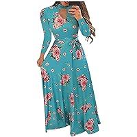 Formal Cocktail Party Dress Trendy Fall Winter Long Sleeve Maxi Dress Sexy Plus Size Elegant Floral Flowy Long Dress