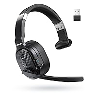 TECKNET Trucker Bluetooth Headset, AI Noise Canceling 70h Wireless Headphones Bluetooth with Microphone & Dongle, ENC Bluetooth Headset with Mute for PC Phone Laptop Office Home, All Day Comfort