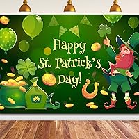 Happy St.Patrick's Day Backdrop,7X5FT Happy St.Patrick's Day Background Happy St.Patrick's Day Banner Party Decor Lucky Irish Green Shamrock Backdrop Saint Patrick's Day Backdrop