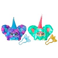 Furby Furblets 2-Pack, Mini Friends Luv-Lee & Mello-Nee, 45+ Sounds Each, Music & Furbish Phrases, Electronic Plush Toys, Red/Green & Purple/Blue, Ages 6+