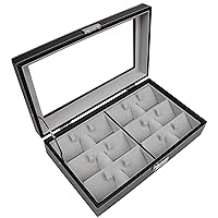 Premium Quality Leatherette Executive Combo Jewelry Box and Sunglass Glasses Display Case Organizer (Black)