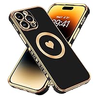 BENTOBEN iPhone 14 Pro Max Case for Women Men [ Compatible with MagSafe ], Cute Heart Plating Slim Soft Shockproof Non-Slip Bumper Full Camera Lens Protective Phone Cover for 14 Pro Max 6.7