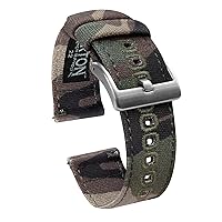 BARTON Canvas Quick Release Watch Band Straps - Choose Color & Width - 18mm, 19mm, 20mm, 21mm, 22mm, 23mm, or 24mm