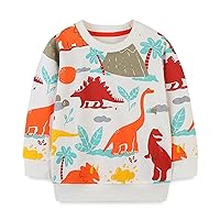 Kids Sweatshirts Toddler Soft Cotton Warm Crewneck Dinosaur Print Long Sleeve Boys Girls Multicolor Sport Daily