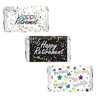 Happy Retirement Party Mini Chocolate Candy Bar Wrappers - 45 Labels