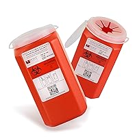 1.5 Quart Sharps Container, Puncture-Resistant Sharps Disposal Container, Needle & Syringe Disposal Container, Leak-Tight Biohazard Containers with Snap Tight Lid, Red, Case of 6