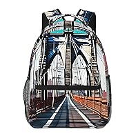 Brooklyn Bridge Print Laptop Backpack Stylish Bookbag College Daypack Travel Business Work Bag For Men Women