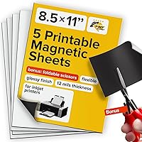 Printable Magnetic Sheets - Each 8.5” x 11” - Flexible Magnet Sheets Non Adhesive for Photo and Picture Magnets - Matte Printable Magnetic Paper for Cars, DIY and Crafts