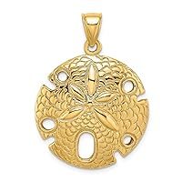 14k Gold Lrg Sand Dollar With Notches 2 d High Polish And Textured Charm Pendant Necklace Measures 35x27.5mm Wide 4.5mm Thick Jewelry Gifts for Women