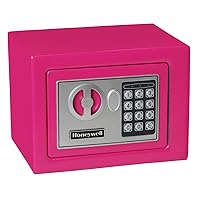 Honeywell Safes & Door Locks - Bolt Down Small Safe Box with Digital Lock for Home - Steel Security Electronic Lock Box - Cabinet & Door Design Safe with 2 Keys - 0.17-Cubic Feet - Pink - 5005P
