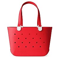 Simple Modern Beach Bag Rubber Tote | Waterproof Large Tote Bag with Zipper Pocket for Beach, Pool Boat, Groceries, Sports | Getaway Bag Collection | Radiate Red
