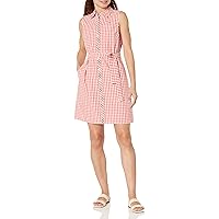 Tommy Hilfiger Women's Tie Waist Summer Dress, Button- Down Shirt Dress