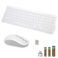 Wireless Keyboard and Mouse Combo, (BT + 2.4G) Dual Mode Keyboard and Mouse with Number Pad, Silent Ergonomic Keyboard for Windows Laptop/Desktop/PC, Battery Included, White