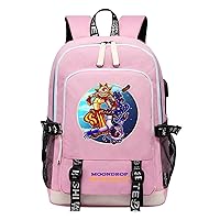 Sundrop and Moondrop Bookbag with USB Charging Port-Water Resistant Laptop Daypack Lightweight Backpack