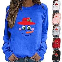 Womens Christmas Fleece Sweater Snowflakes Crew Neck Long Sleeve Sweater Midi Chunky Knit Tunic Sweater