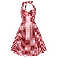 GMOIUJ Goddess Retro Red Polka Dot Sweet Big Swing Dress
