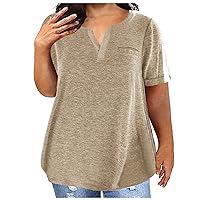 Clearance Items Under 5 Dollars Ladies Tops Plus Size Shirts For Women V Neck Casual T Shirt Loose Fit Short Sleeve Blouses Sexy Plain Tunics Cruise Shirt Women