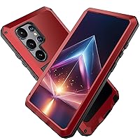 ZIFENGX-Metal Case for Samsung Galaxy S24 Ultra/S24 Plus/S24, 360° Full Body Outdoor Sports Military Grade Aluminum Alloy Heavy Duty Tough Rugged Anti-Drop Dirtproof Shockproof Case (S24,Red)