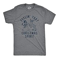 Mens Feelin' That Christmas Spirit Tshirt Funny Reindeer Snowman Party Graphic Tee