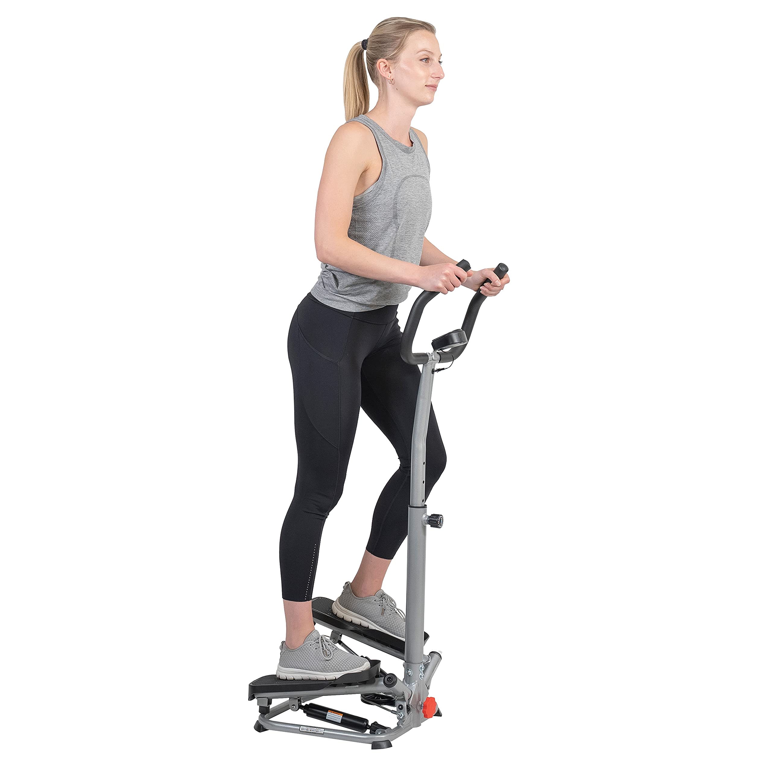 Sunny Health & Fitness Twisting Stair Stepper Machine with Handlebar and Digital Display