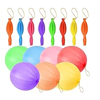 Colorful Punch Balloons, Heavy Duty Bounce Balloons with Rubber Band Handle Thickened Neon Punching Balloon for Kids Birthday Party Wedding, Pack of 15