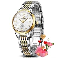 OLEVS Women Automatic Watch Diamond Mechanical Self Winding Fashion Elegant Dress Wrist Watch Luminous Waterproof Stainless Steel Date