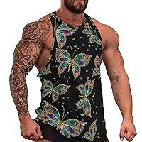 Butterfly Men’s Tank Top Sleeveless T Shirts Crewneck Gym Workout Tees