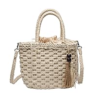Summer Straw Bag: Large Beach Purse, Hand-Woven Vacation Handbag, Vintage Rattan Crossbody for Outdoor,Holidays,Everyday